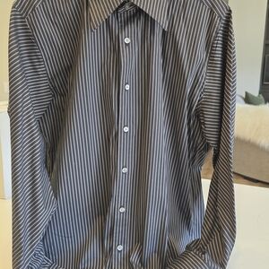 Men's Black Stripe Dress Shirt - Classic Tailored Look
